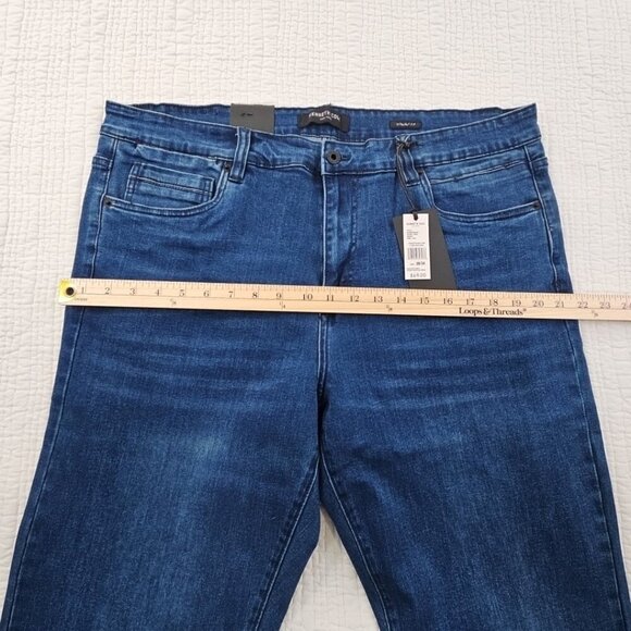 NEW Kenneth Cole Jeans Men's 38x34 Straight Fit 2 Way Stretch Med Blue Denim NWT - Picture 4 of 16
